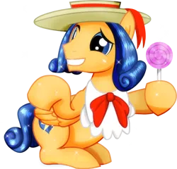 Size: 912x876 | Tagged: safe, artist:jucamovi1992, derpibooru import, flash sentry, pegasus, pony, alternate hairstyle, awkward smile, candy, food, hat, image, lollipop, png, smiling, wings