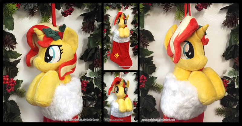 Size: 3345x1754 | Tagged: safe, artist:peruserofpieces, derpibooru import, sunset shimmer, pony, unicorn, christmas, christmas stocking, cute, female, garland, happy, holiday, holly, horn, image, looking at you, mare, peruserofpieces is trying to murder us, png, smiling, solo