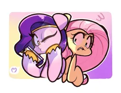 Size: 1117x864 | Tagged: safe, artist:sourspot, derpibooru import, fluttershy, pipp petals, pegasus, pony, bust, duo, female, g4 to g5, g5, heart, image, kissy face, lip bite, mare, nervous, one eye closed, pictogram, png, selfie, shy, speech bubble, wink