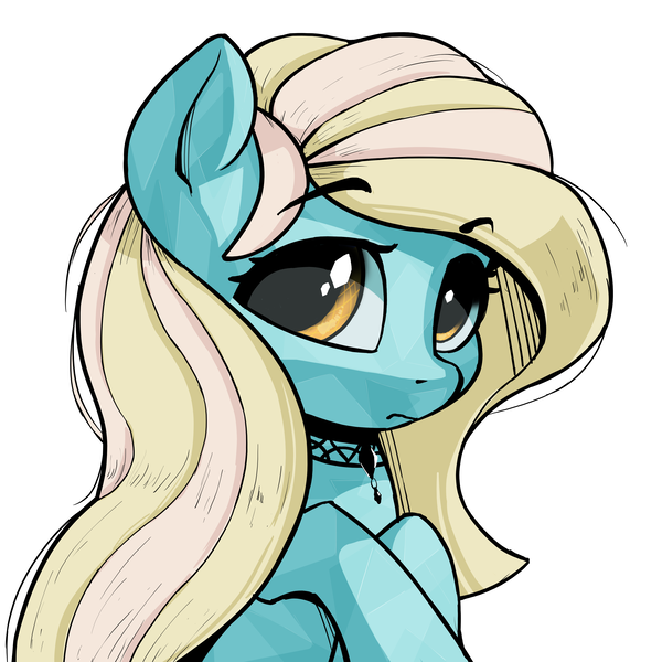 Size: 4000x4000 | Tagged: safe, artist:ahobobo, derpibooru import, oc, oc:sapphire oasis, unofficial characters only, crystal pony, pony, bust, choker, crystal pony oc, female, image, mare, png, portrait, solo