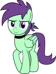 Size: 6436x8396 | Tagged: safe, artist:surprisepi, derpibooru import, oc, oc:greenfeather, pegasus, pony, derpibooru community collaboration, 2022 community collab, choker, female, image, looking at you, mare, png, solo