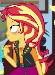 Size: 599x812 | Tagged: safe, derpibooru import, screencap, sunset shimmer, equestria girls, equestria girls series, holidays unwrapped, spoiler:eqg series (season 2), blizzard or bust, cropped, image, png, solo
