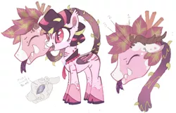 Size: 1062x684 | Tagged: safe, artist:khimi-chan, derpibooru import, oc, unofficial characters only, cow plant pony, monster pony, original species, plant pony, pony, augmented, augmented tail, bat wings, forked tongue, image, plant, png, smiling, tail, wings