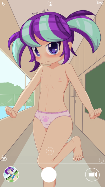 Size: 1080x1920 | Tagged: questionable, artist:an-m, banned from derpibooru, ponybooru import, starlight glimmer, human, blushing, clothes, female, humanized, image, lolicon, photo, png, solo, underage, underwear