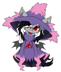 Size: 1226x1432 | Tagged: safe, artist:arctic-fox, derpibooru import, oc, oc:stormdancer, bat pony, mismagius, undead, vampire, vampony, clothes, cosplay, costume, cute, halloween, holiday, image, looking up, png, pokémon, red eyes, simple background, smiling, solo, sticker, transparent background
