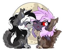 Size: 1891x1519 | Tagged: safe, artist:arctic-fox, derpibooru import, oc, oc:sak, oc:stormdancer, bat pony, undead, vampire, vampony, animal costume, clothes, costume, cute, halloween, halloween costume, holiday, image, licking, moon, png, red eyes, sakancer, simple background, sticker, tongue out, transparent background, wolf costume