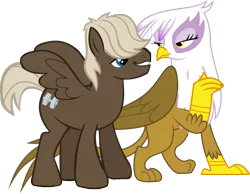 Size: 1321x1024 | Tagged: safe, artist:koraluch, artist:thebosscamacho, derpibooru import, edit, dumbbell, gilda, gryphon, pegasus, griffon the brush off, sonic rainboom (episode), female, gildabell, image, male, png, shipping, simple background, straight, transparent background, vector