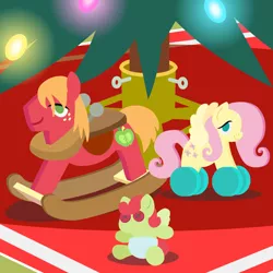 Size: 2160x2160 | Tagged: safe, anonymous artist, derpibooru import, big macintosh, fluttershy, oc, oc:late riser, earth pony, pegasus, pony, series:fm holidays, series:hearth's warming advent calendar 2021, advent calendar, christmas, christmas lights, christmas tree, colt, doll, dollified, family, female, fluttermac, high res, holiday, image, inanimate tf, lineless, male, mare, offspring, parent:big macintosh, parent:fluttershy, parents:fluttermac, plushie, png, rocking horse, shipping, stallion, straight, toy, transformation, tree