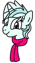 Size: 550x1000 | Tagged: safe, artist:jadeharmony, derpibooru import, oc, oc:riski alpine, unofficial characters only, pony, unicorn, icey-verse, bust, clothes, female, image, mare, offspring, parent:double diamond, parent:lyra heartstrings, parents:lymond, png, scarf, simple background, solo, transparent background