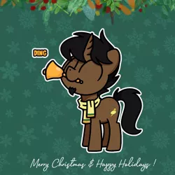 Size: 800x800 | Tagged: safe, artist:sugar morning, derpibooru import, oc, oc:limón picante, pony, bell, christmas, holiday, image, jpeg, male, solo