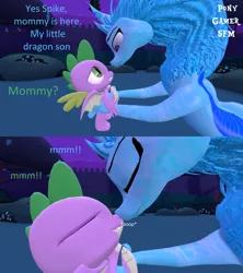 Size: 1920x2160 | Tagged: safe, artist:ponygamer2020, artist:ponygamersfm, derpibooru import, spike, dragon, father knows beast, 3d, alternate ending, boop, comic, crossover, dialogue, disney, eye contact, eyes closed, female, garden, good end, happy, happy ending, image, looking at each other, looking at someone, male, mommy, mother, mother and child, mother and son, night, noseboop, nuzzling, png, raya and the last dragon, sad, sisu, source filmmaker, spike is sisu's son, spike's mother, winged spike, wings