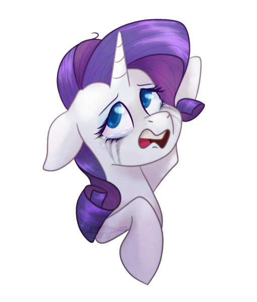 Size: 1020x1200 | Tagged: safe, artist:imaplatypus, derpibooru import, rarity, pony, unicorn, bust, drama queen, female, image, makeup, mare, marshmelodrama, png, portrait, rarity being rarity, running makeup, simple background, solo, teary eyes, transparent background