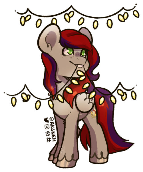 Size: 828x992 | Tagged: safe, artist:ak4neh, derpibooru import, oc, oc:evening prose, unofficial characters only, pegasus, pony, christmas, christmas lights, female, freckles, holiday, image, jewelry, mare, necklace, pearl necklace, png