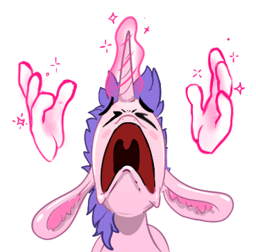 Size: 369x363 | Tagged: safe, artist:xbi, derpibooru import, oc, oc:lapush buns, unofficial characters only, unicorn, bunny ears, bunnycorn, bwah, chin up, disappointed, dramatic, hand, image, magic, magic hands, open mouth, png, sad, simple background, solo, sticker, transparent background