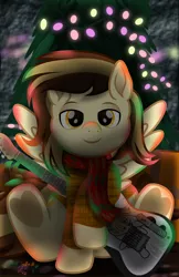 Size: 818x1261 | Tagged: safe, artist:lincolnbrewsterfan, derpibooru import, oc, oc:prince whateverer, unofficial characters only, pegasus, pony, .svg available, brown eyes, brown mane, brown tail, christmas, christmas lights, christmas tree, content, cute, derpibooru exclusive, electric guitar, fender telecaster, gift art, gold, golden eyes, guitar, happy, heart, heart hoof, highlights, holiday, hoof hold, hooves up, image, iridescence, looking at you, male, merry christmas, missing accessory, movie accurate, musical instrument, musician, nc-tv signature, ocbetes, pegasus oc, pine tree, png, ponified music artist, present, raised hoof, raised leg, reflection, signature, sitting, smiling, smiling at you, solo, spread wings, stallion, stallion oc, style emulation, tail, telecaster, texture, textured background, tree, two toned mane, two toned tail, vector, wall, wings, wooden floor