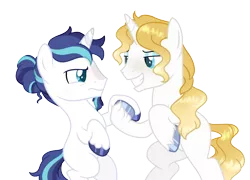 Size: 1863x1339 | Tagged: safe, artist:fcrestnymph, derpibooru import, prince blueblood, shining armor, pony, base used, gay, image, infidelity, male, png, shiningblood, shipping, simple background, transparent background