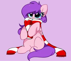 Size: 3897x3374 | Tagged: safe, artist:kittyrosie, derpibooru import, oc, unofficial characters only, pegasus, blushing, christmas, clothes, cute, eyes closed, flower, flower in hair, holiday, image, jpeg, ocbetes, pegasus oc, scarf, simple background, wings