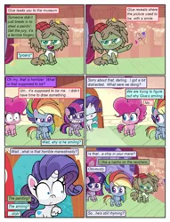 Size: 612x802 | Tagged: safe, artist:newbiespud, artist:swest, artist:winged cat, derpibooru import, edit, edited screencap, screencap, dishwater slog, pinkie pie, rainbow dash, rarity, twilight sparkle, twilight sparkle (alicorn), alicorn, earth pony, pegasus, pony, unicorn, comic:friendship is dragons, my little pony: pony life, the best of the worst, spoiler:pony life s01e02, collaboration, comic, dialogue, hat, image, png, screencap comic