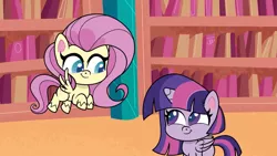 Size: 1920x1080 | Tagged: safe, derpibooru import, screencap, fluttershy, twilight sparkle, twilight sparkle (alicorn), alicorn, pony, my little pony: pony life, spoiler:pony life s02e01, cute impact, duo, female, image, mare, png