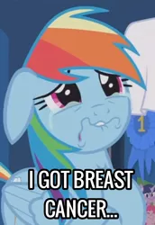 Size: 720x1047 | Tagged: semi-grimdark, derpibooru import, edit, edited screencap, screencap, rainbow dash, breast cancer, crying, image, png, sad