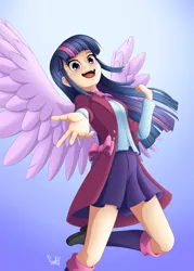 Size: 2500x3500 | Tagged: safe, artist:fadlihalimns, derpibooru import, twilight sparkle, twilight sparkle (alicorn), alicorn, human, humanized, image, png, solo, winged humanization, wings