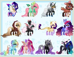 Size: 1254x966 | Tagged: safe, artist:kyannepopys, derpibooru import, oc, unofficial characters only, alicorn, bat pony, pony, alicorn oc, base used, bat pony oc, bat wings, bow, clothes, ethereal mane, hair bow, horn, image, multicolored hair, png, rainbow hair, raised hoof, starry mane, wings