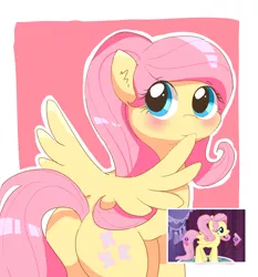 Size: 2016x2165 | Tagged: safe, artist:leo19969525, derpibooru import, fluttershy, pegasus, pony, alternate hairstyle, blushing, butt, ear fluff, female, flutterbutt, gameloft interpretation, high res, image, jpeg, looking back, mare, plot, rear view, screencap reference, solo, spread wings, wings