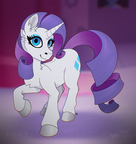 Size: 1932x2048 | Tagged: safe, artist:kobayashimaruu, derpibooru import, rarity, pony, unicorn, blue eyes, fluffy, image, jpeg, looking at you, raised hoof, simple background, solo, sparkles