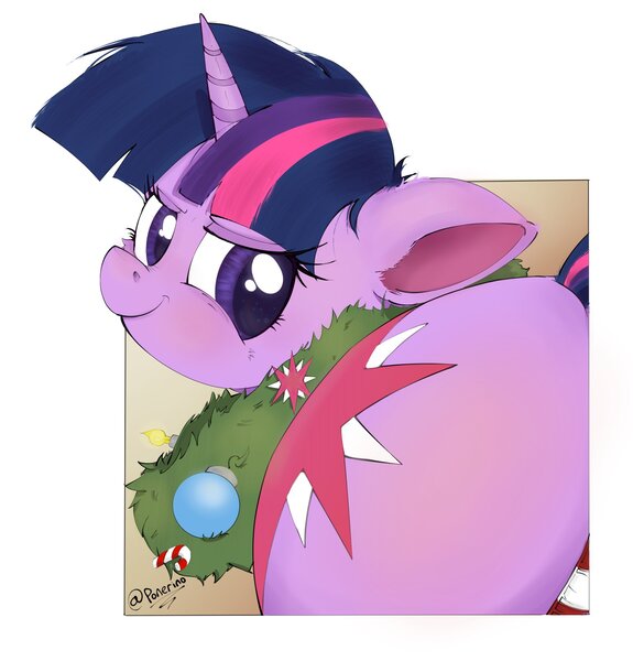 Size: 1842x1923 | Tagged: questionable, artist:poner, artist:ponerino, derpibooru import, twilight sparkle, pony, unicorn, butt, christmas, clothes, colored, digital art, female, holiday, image, jpeg, looking at you, looking back, looking back at you, mare, smiling, striped underwear, twibutt, underwear