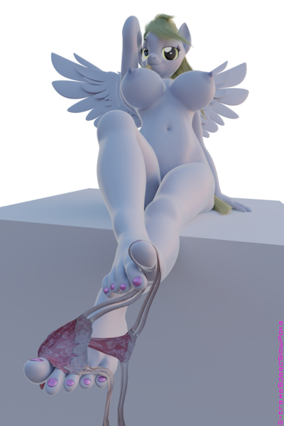 Size: 2560x3840 | Tagged: questionable, artist:extremespeed slowpoke, derpibooru import, derpy hooves, anthro, pegasus, plantigrade anthro, 3d, barefoot, blender, breasts, clothes, feet, female, fetish, foot fetish, foot focus, image, legs, nudity, png, revamped anthros, underwear