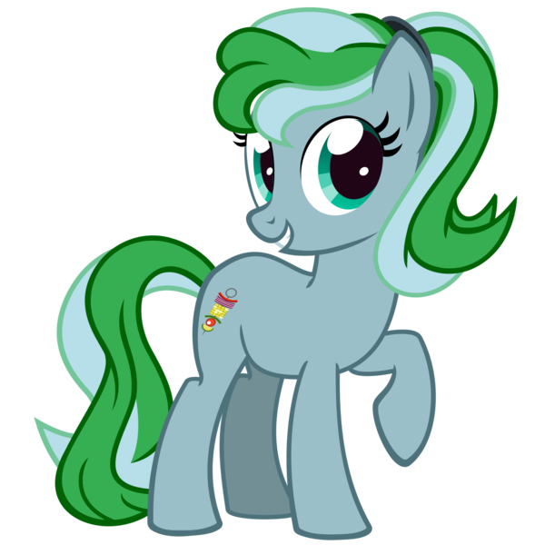 Size: 1406x1406 | Tagged: safe, artist:the smiling pony, derpibooru import, oc, unnamed oc, unofficial characters only, earth pony, pony, derpibooru community collaboration, .svg available, 2022 community collab, earth pony oc, female, full body, grin, hair tie, image, mare, png, ponytail, raised hoof, show accurate, simple background, smiling, solo, standing, tail, teal eyes, transparent background, two toned mane, two toned tail, vector