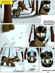 Size: 3587x4800 | Tagged: safe, derpibooru import, oc, pony, unicorn, fanfic, comic, footprints, image, jpeg, magic, male, stallion, story included, sword, weapon