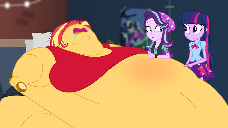 Size: 2560x1440 | Tagged: suggestive, artist:neongothic, derpibooru import, starlight glimmer, sunset shimmer, twilight sparkle, bird, turkey, equestria girls, bbw, belly, big belly, big breasts, bingo wings, bite mark, breasts, chubby cheeks, double chin, drool, drumstick, fat, fat boobs, fat fetish, fetish, food, huge belly, huge breasts, image, immobile, impossibly large belly, meat, morbidly obese, nose in the air, obese, open mouth, png, sleeping, slobset shimmer, ssbbw, story included, stuffed belly, thighs, thunder thighs, ton-set shimmer, weight gain