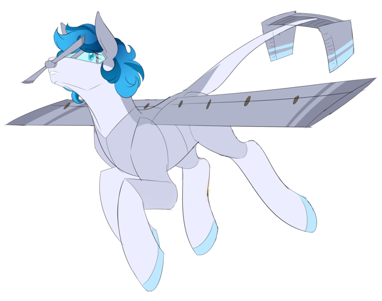 Size: 3369x2655 | Tagged: safe, artist:corwolf, derpibooru import, oc, oc:tail winds, unofficial characters only, original species, plane pony, pony, eye clipping through hair, flying, high res, image, plane, png, propeller plane, simple background, solo, transparent background, yl-15