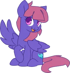 Size: 1829x1914 | Tagged: safe, artist:jennithedragon, derpibooru import, oc, oc:fluffy shadow, unofficial characters only, pegasus, pony, derpibooru community collaboration, 2022 community collab, female, image, looking at you, mare, pegasus oc, png, simple background, sitting, transparent background, waving at you, wing wave, wings