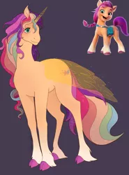 Size: 640x867 | Tagged: safe, artist:ghostcrypte, derpibooru import, sunny starscout, alicorn, pony, my little pony: a new generation, artificial horn, artificial wings, augmented, female, g5, horn, image, magic, magic horn, magic wings, mare, png, solo, sunnycorn, wings