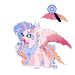 Size: 2500x2500 | Tagged: safe, artist:just-silvushka, derpibooru import, oc, unofficial characters only, hybrid, pony, base used, chest fluff, eyelashes, female, image, interspecies offspring, magical lesbian spawn, mare, offspring, parent:pinkie pie, parent:princess skystar, parents:skypie, png, simple background, smiling, solo, transparent background, wings