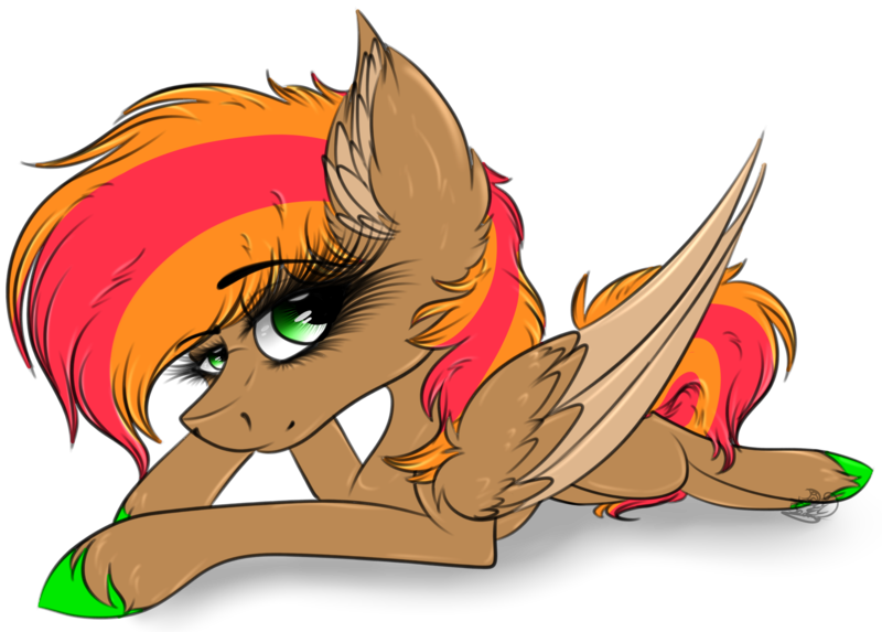 Size: 3262x2338 | Tagged: safe, artist:beamybutt, derpibooru import, oc, unofficial characters only, pegasus, pony, colored wings, ear fluff, eyelashes, female, image, lying down, mare, pegasus oc, png, prone, simple background, transparent background, two toned wings, unshorn fetlocks, wings