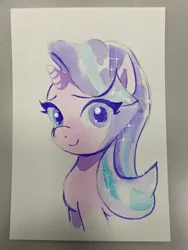 Size: 1536x2048 | Tagged: safe, artist:majoy_tokyo, derpibooru import, starlight glimmer, pony, unicorn, female, image, irl, jpeg, looking at you, mare, photo, solo, traditional art, watercolor painting