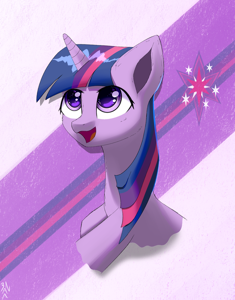 Size: 1800x2295 | Tagged: safe, artist:3naa, derpibooru import, twilight sparkle, pony, unicorn, bust, female, image, open mouth, png, solo, unicorn twilight