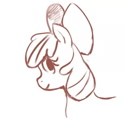 Size: 4000x4000 | Tagged: safe, artist:crade, ponybooru import, apple bloom, earth pony, pony, bow, bust, female, filly, foal, hair bow, image, looking sideways, monochrome, png, simple background, sketch, solo, white background