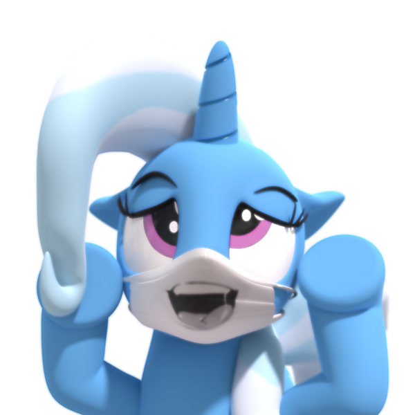 Size: 1280x1280 | Tagged: suggestive, artist:xppp1clubs, derpibooru import, trixie, pony, unicorn, 3d, ahegao, eyelashes, horn, image, mask, open mouth, png, simple background, tongue out, transparent background, underhoof