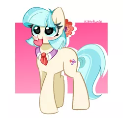 Size: 4512x4352 | Tagged: safe, artist:kittyrosie, derpibooru import, coco pommel, earth pony, pony, blushing, cocobetes, cute, heart, image, mouth hold, png