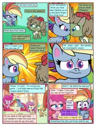 Size: 612x802 | Tagged: safe, artist:newbiespud, artist:swest, artist:winged cat, derpibooru import, edit, edited screencap, screencap, applejack, dishwater slog, fluttershy, pinkie pie, rainbow dash, earth pony, pegasus, pony, comic:friendship is dragons, my little pony: pony life, the best of the worst, spoiler:pony life s01e02, comic, dialogue, eyelashes, frown, hat, image, png, screencap comic, smiling