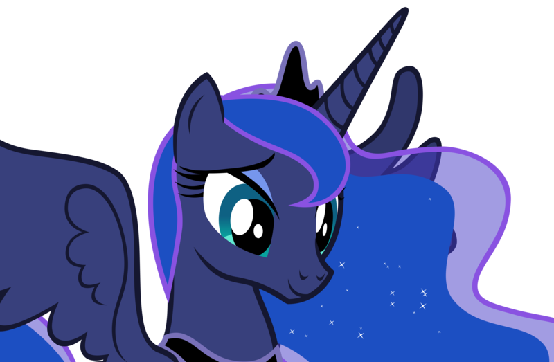 Size: 10170x6651 | Tagged: safe, artist:andoanimalia, derpibooru import, princess luna, alicorn, pony, luna eclipsed, absurd resolution, bust, crown, female, horn, image, jewelry, mare, png, regalia, simple background, smiling, solo, spread wings, teal eyes, transparent background, vector, wings