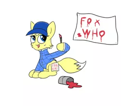 Size: 1600x1400 | Tagged: safe, artist:amateur-draw, derpibooru import, oc, oc:foxy whooves, fox, fox pony, hybrid, pony, cap, clothes, fangs, hat, image, male, painting, plaid shirt, png, shirt, simple background, solo, species swap, white background