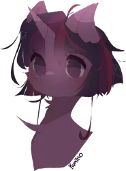 Size: 1477x1991 | Tagged: safe, artist:kumiko, derpibooru import, twilight sparkle, pony, unicorn, bust, collaboration, collaboration:too many twilight, female, image, mare, png, portrait, simple background, solo, transparent background