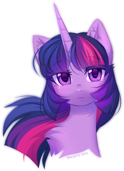 Size: 900x1238 | Tagged: safe, artist:margony, derpibooru import, twilight sparkle, pony, unicorn, beautiful, bust, chest fluff, collaboration, collaboration:too many twilight, ear fluff, female, image, looking at you, mare, png, portrait, simple background, solo, transparent background