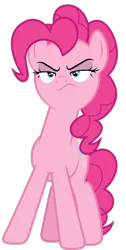 Size: 1736x3455 | Tagged: safe, artist:dipi11, derpibooru import, pinkie pie, earth pony, pony, season 5, the cutie map, .ai available, blue eyes, female, full body, image, mare, pink mane, pink tail, pinkie pie is not amused, png, shrunken pupils, simple background, solo, standing, tail, transparent background, unamused, vector, wavy mouth