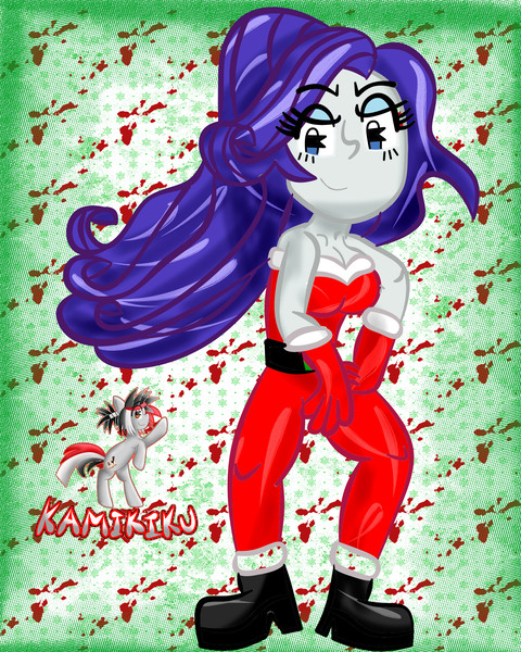 Size: 2400x3000 | Tagged: safe, artist:kamikiku, derpibooru import, rarity, equestria girls, christmas, clothes, costume, holiday, image, jpeg, santa costume, solo